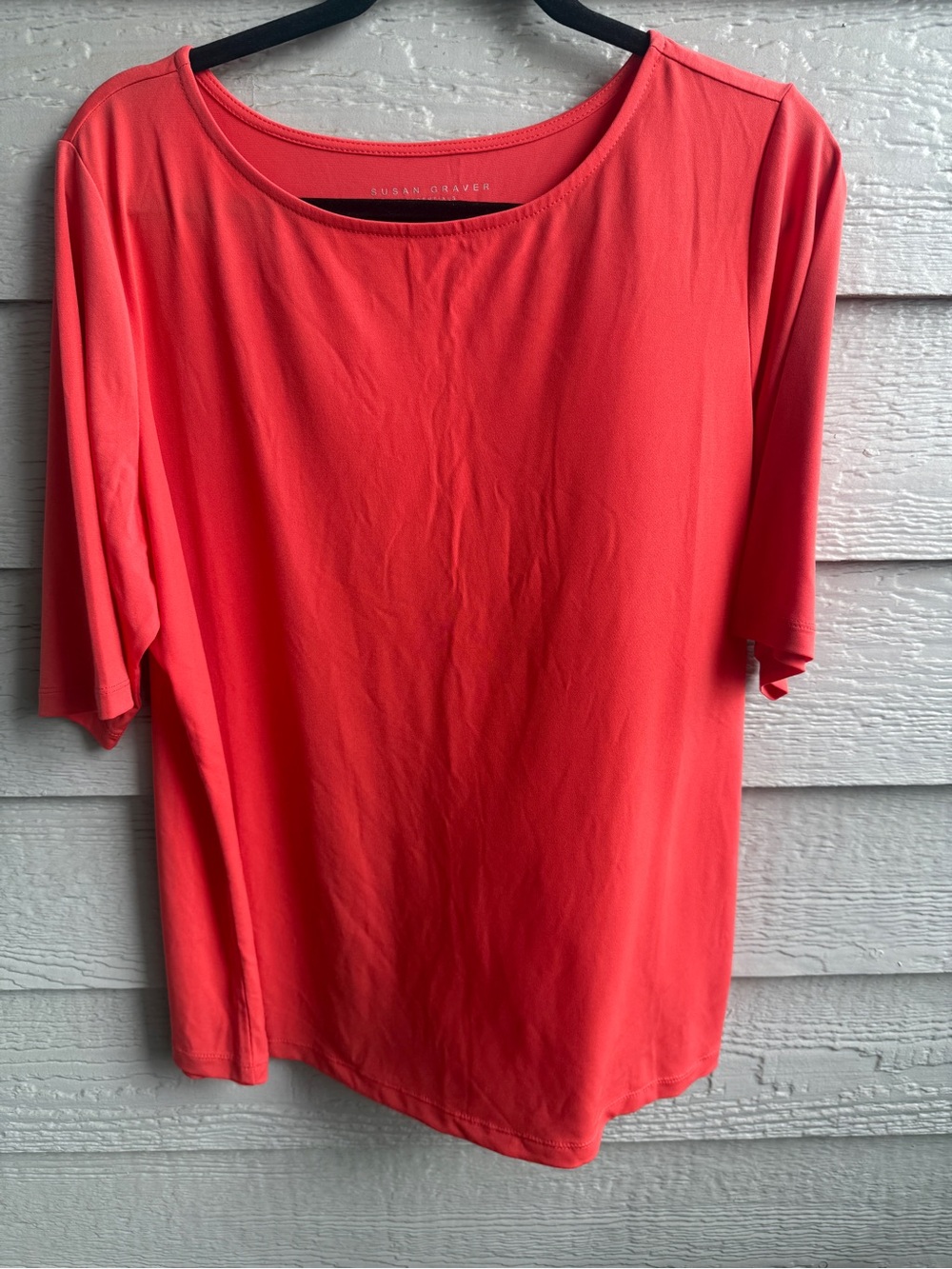 Susan Graver QVC Coral-Red Stretch Top